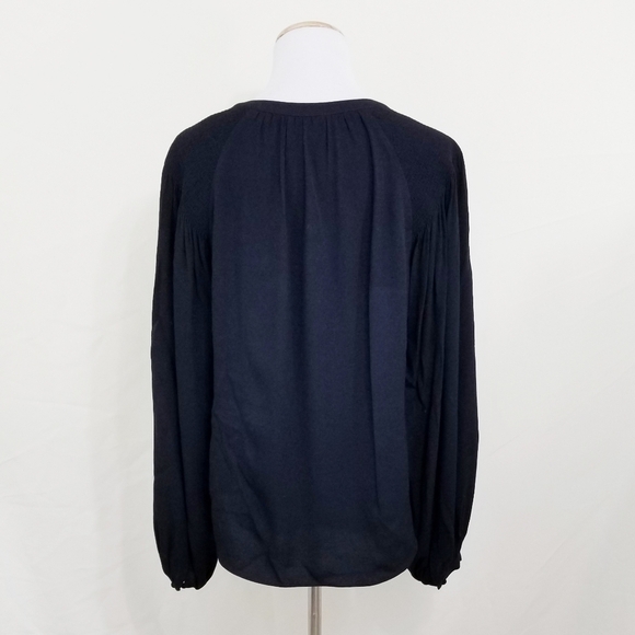 Joie Addalla blouse black crepe poet sleeves top women's size medium - Picture 4 of 8